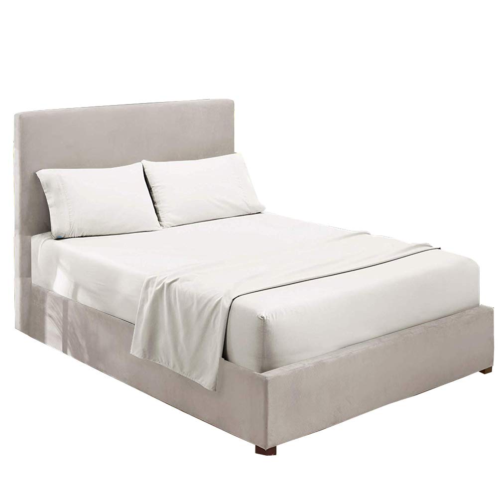 Full-XL Sheet Set-4 Piece Set-White Solid-100% Cotton-Sateen Weave-Deep Pocket-Full-XL Size