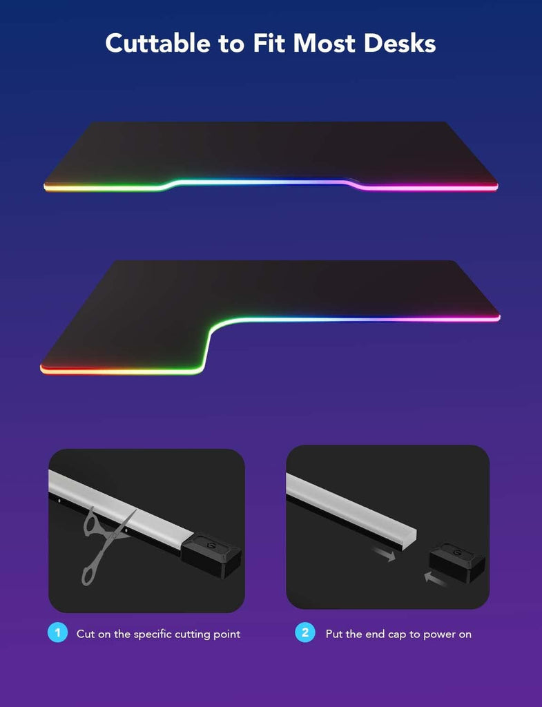 LED Neon Rope Lights, 10ft Gaming Lights for Gaming Desks | LED Strip Lights Syncing with Razer Chroma, Support