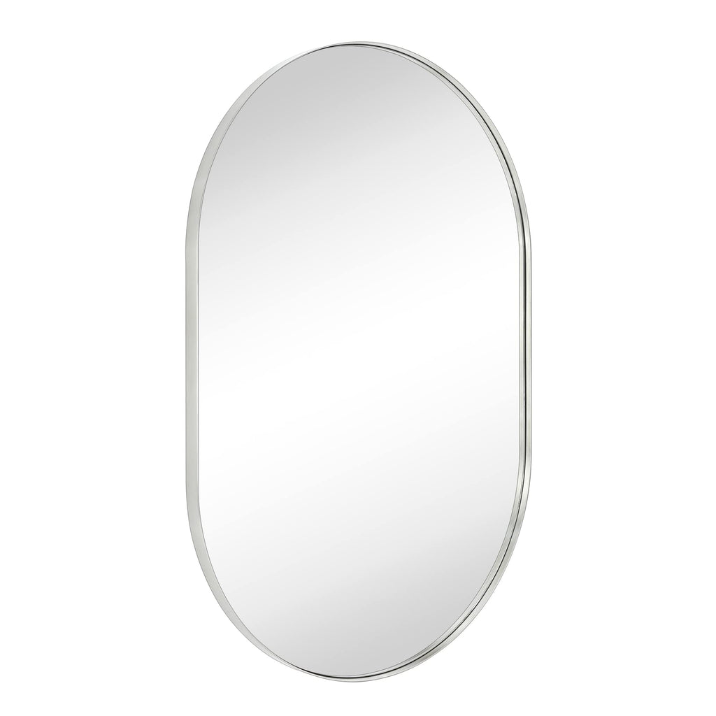 Brushed Nickel 20x30'' Oval Brushed Silver Capsule Pill Shaped Bathroom Vanity 30 x 20 inch Oblong Metal Framed in