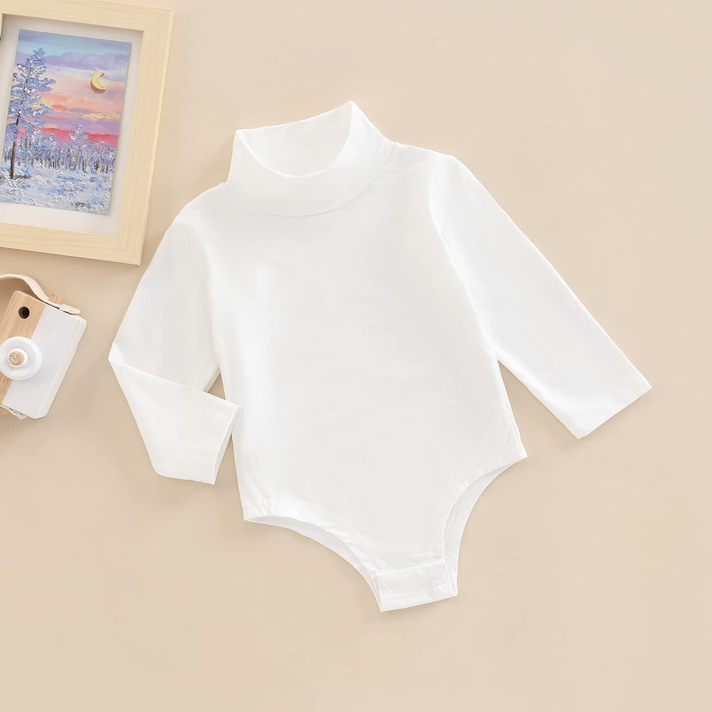 Unisex Baby Long Sleeve Bodysuit Turtleneck Solid Color Basic Bodysuit Shirt Newborn Essentials Clothes Boys Girls