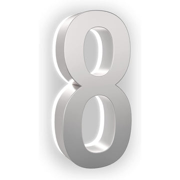 7 Inch Backlit LED House Number, 5000K White Light, ABS (8, Silver)