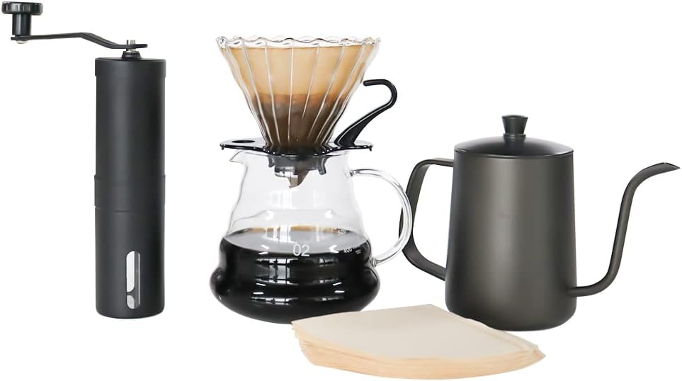 Coffee Set Coffee Dripper Server Glass Sharing Pot Pour Over Coffee Kettle Coffee Grinder Coffee Maker Set Outdoor