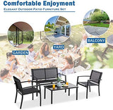 4-Piece Outdoor Patio Furniture Set - Conversation | Black for Backyard, Garden & Porch