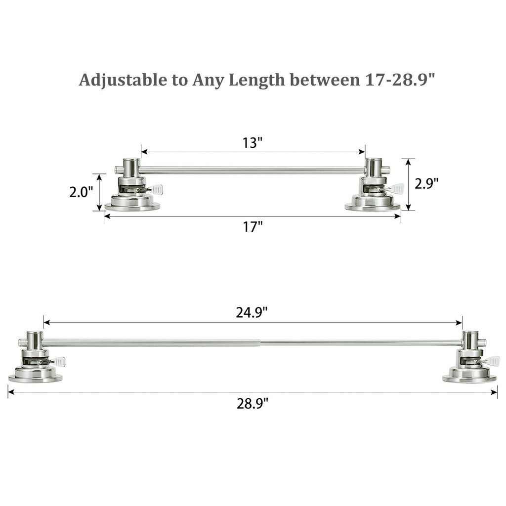 Suction Cup Extendable 17-29" Towel Bar (Brushed Nickel)