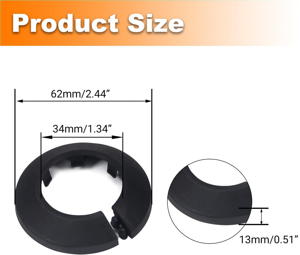 1Pc Fit 1.57" Outer Diameter Flange Water Pipe Cover Decoration, 40mm Black PP Plastic Pipe Cover Radiator, Snap-On