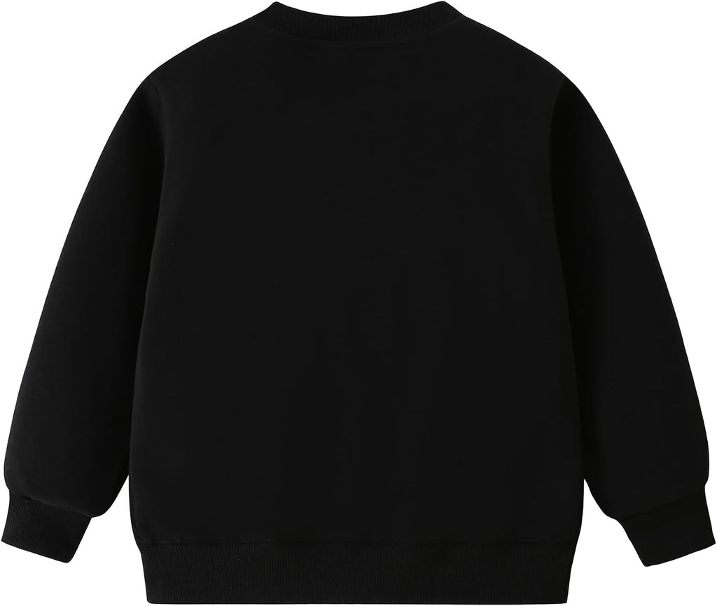 Kids Boys Girls Sweatshirt Fleece Pullover Crewneck Solid Tops