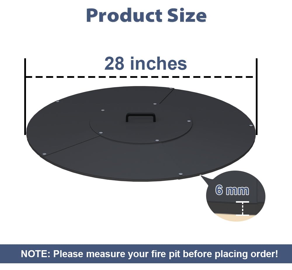 20" Round Fire Pit Lid Fits for Bonfire Pits up to 18", Metal Cover with Handle, All-Weather Resistance Outdoor