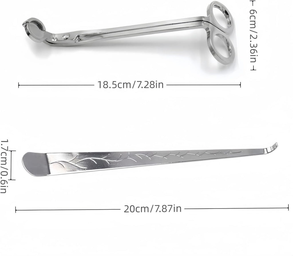 Candle Wick Trimmer and Snuffer 2-Piece Set, nickel-plated copper, Wick Cutter Scissors with Candle Extinguisher Hook - Set of 2