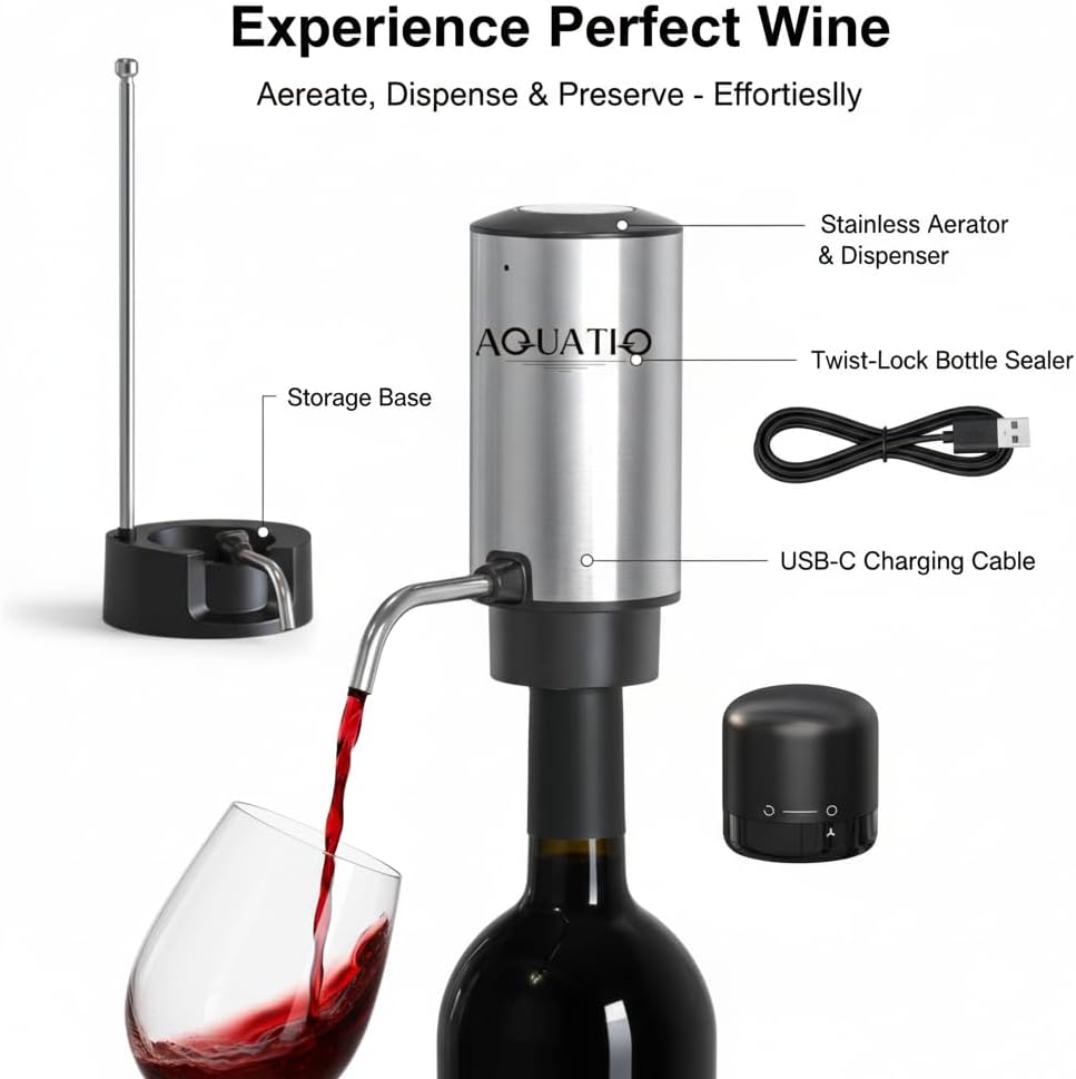 Wine Aerator Electric Wine Decanter Automatic Dispenser With USB Rechargeable Spout Pourer, Wine Gift