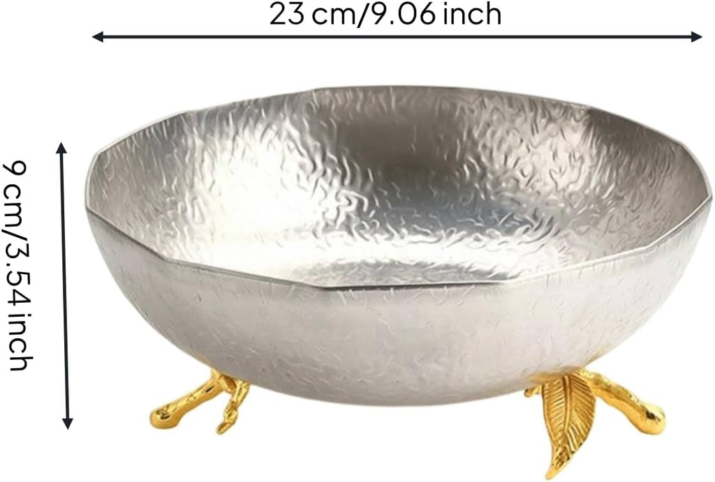 Decorative Metal Bowl with Stand Sculptural Stainless Steel Bowl Contemporary Luxury Stylists, Hosts, Dining Table