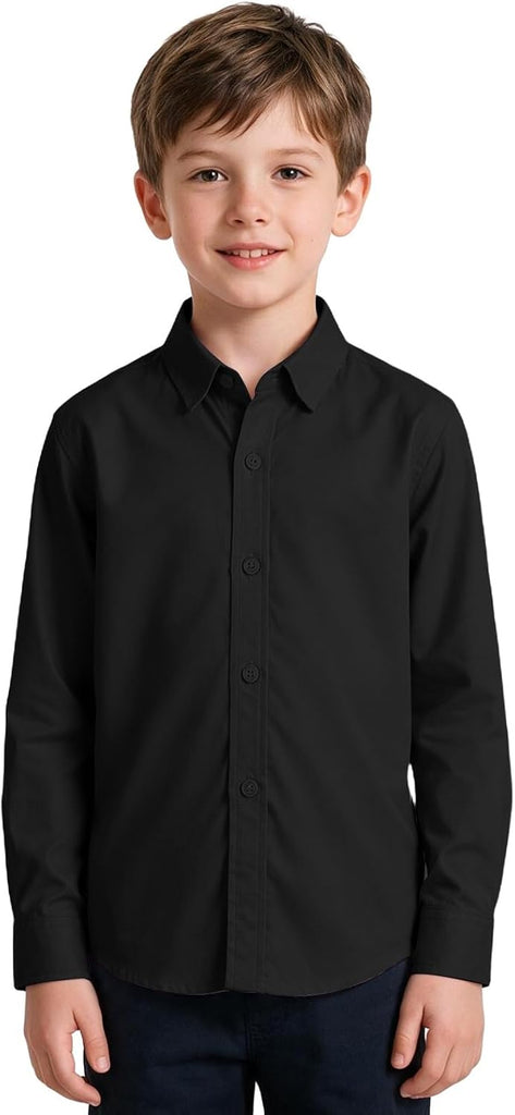 Boys' Dress Shirts Toddle Boy Long Sleeve Uniform Shirt for Kids