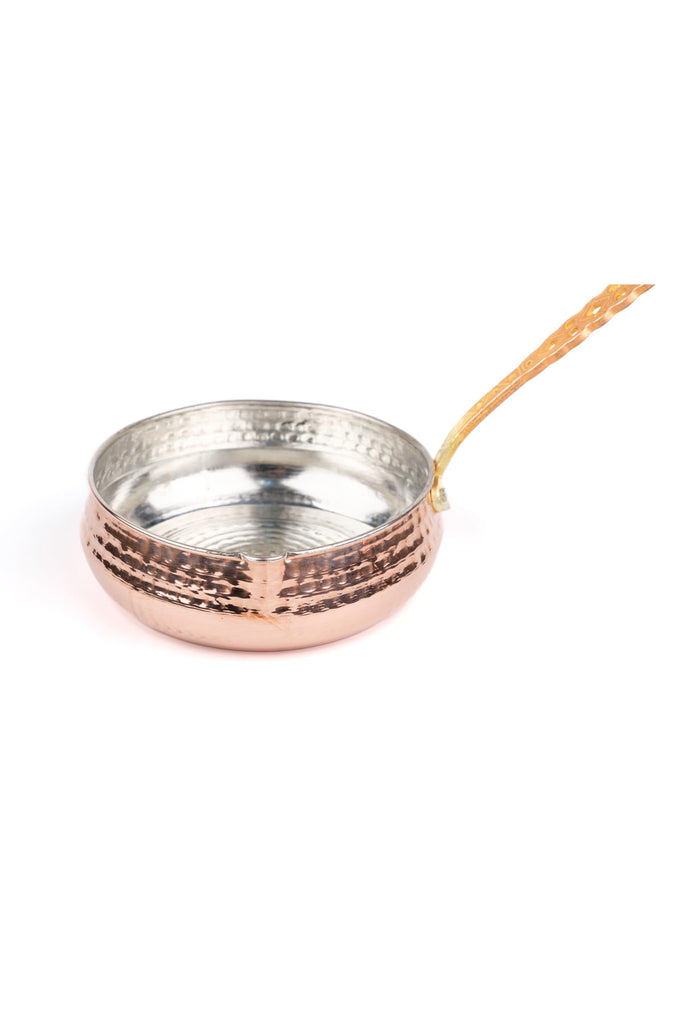 Copper Sauce Pan 5 inch | Hand-Hammered Exterior | Tin Lined Interior | Induction Compatible | Yellow Finish Saucepan