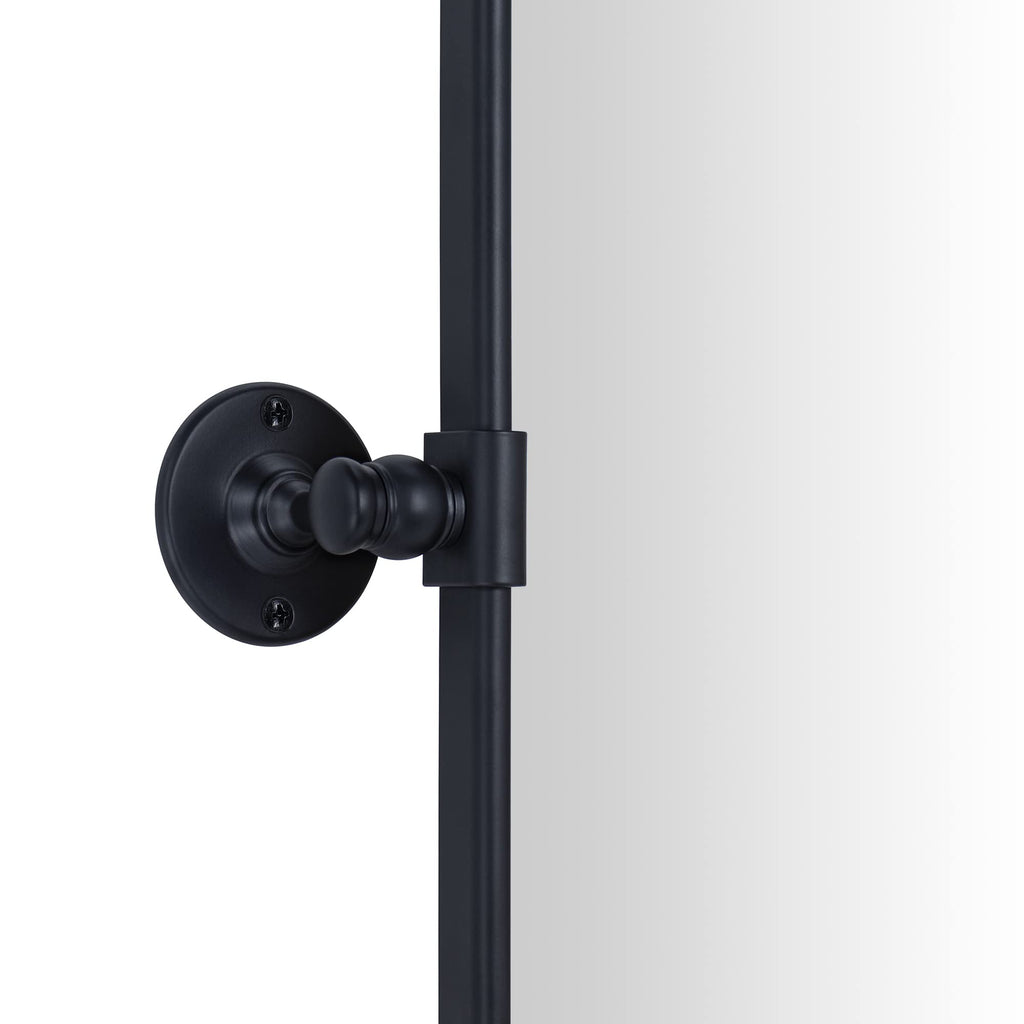 Pivot Mirror Matt Black Tilt Beveled Mirror Rectangle Bathroom Mirror Pivoting Metal Framed Vanity Mirrors for Wall