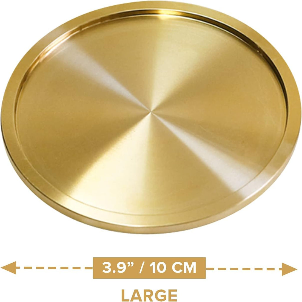 Heavy Brass Coasters for Drinks (6-Pack) - Solid Bronze Gold Coasters - Classy MCM Style Premium Coaster Set - 5 Star - Set of 6