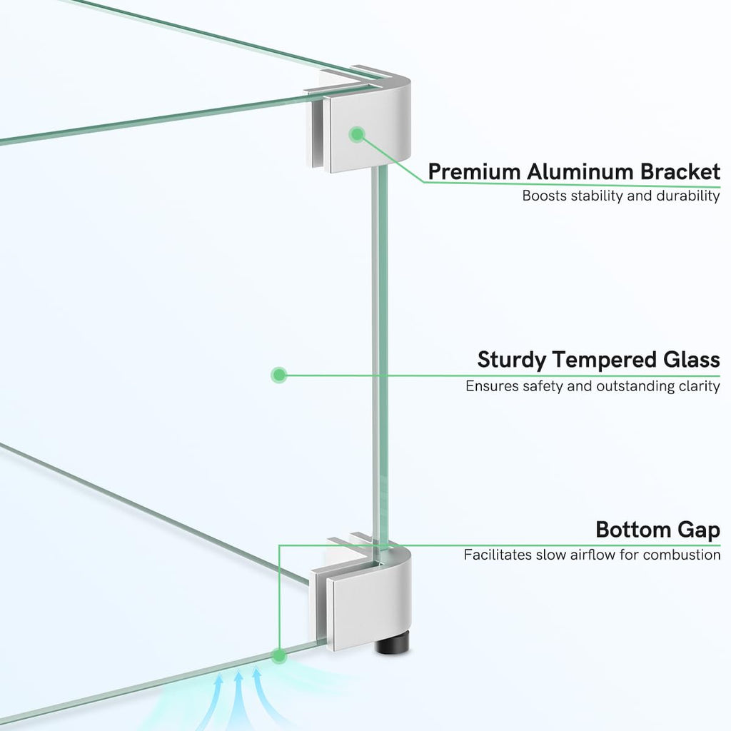 16" x 16" x 6" Glass Wind Guard for Fire Pit Table