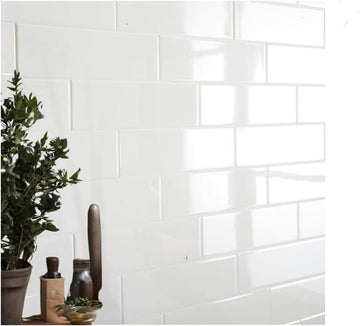 White 3x12 Glossy Ceramic Subway Tile - 50 Pcs (12.5 Sqft) Backsplash, Bathroom Shower Walls, Accent Decor, Easy