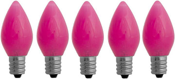 C7 Pink Opaque SMD LED Bulbs - Smooth Lens Pink Opaque C7 Replacement Bulbs