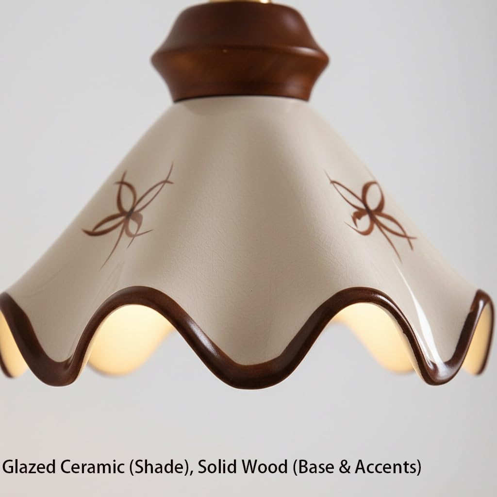 French Vintage Ceramic Wall Sconce Lighting, Hand-Painted Scalloped Wall Light Fixture, Mid-Century Modern Brass Wall