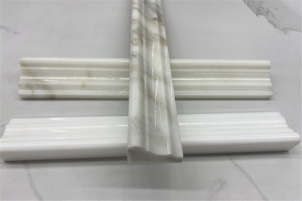 Calacatta Gold Marble 2x12 Chair Rail Trim Molding Polished Kitchen Bath Wall Floor Backsplash Shower (1 piece)