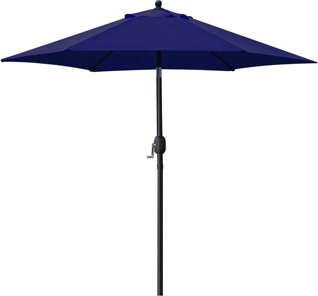 7.5' Patio Umbrella Outdoor Table Market Umbrella with Push Button Tilt/Crank, 6 Ribs (Navy Blue)