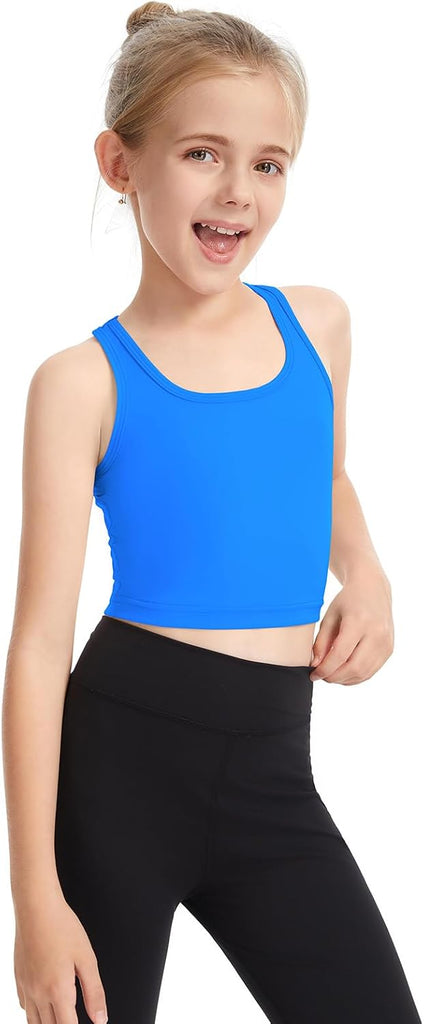 Girls Training Bra Kids Racerback Scoop Neck Sports Bra Yoga Crop Top