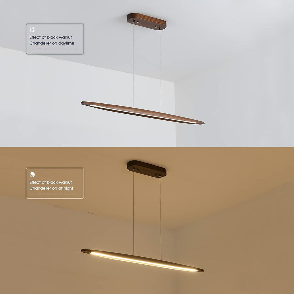 39" Wood Linear Pendant Light LED Dimmable Hanging Light Dinning Room Light Fixture Island Lights 24w Kitchen Island