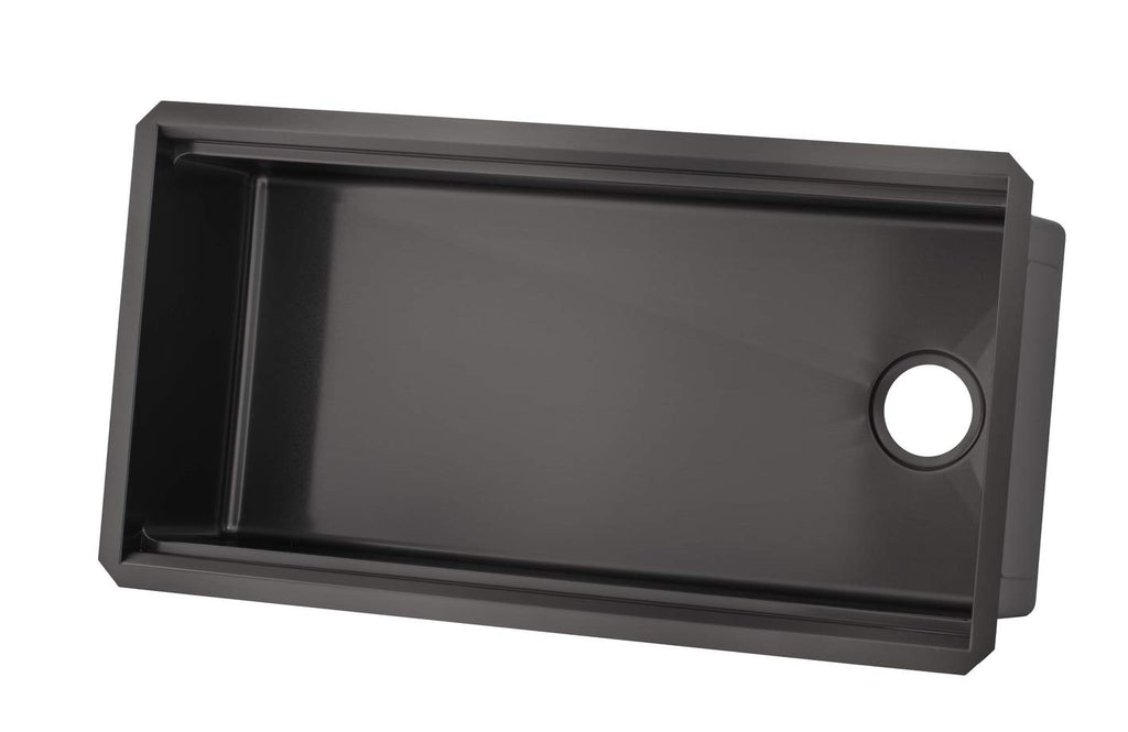 36 Inch Single Bowl Enthous Workstation Undermount 16 Gauge Nano Black Stainless Steel Kitchen Sink w/Integrated