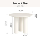 39" Round Dining Table for 4 Cream White Kichen Table with 3 Legs Modern Round Table 4 Seats Dining Room Table for