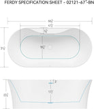 Santorini 67" Acrylic Freestanding Tub, Gracefully Shaped Contemporary Soaking Tub, Glossy White, cUPC Certified