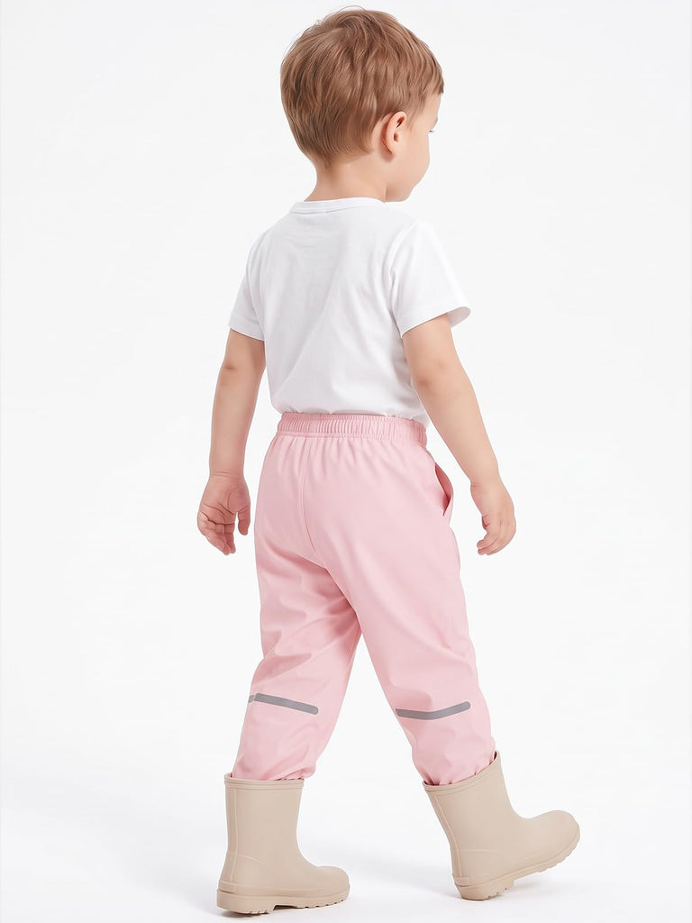 Toddler Girls Snow Pants Kids Fleece Lined Rain Pants Pink