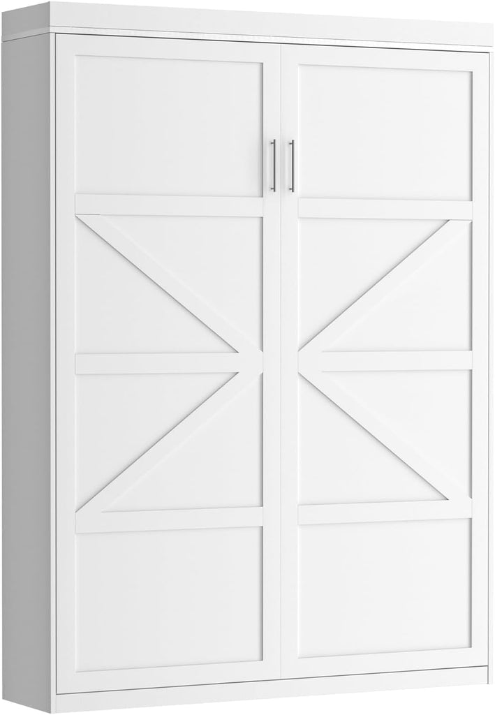 Queen Murphy Bed with Smooth Pneumatic Lift, Space-Saving Wall Bed with Modern Cabinet Design, Easy Installation
