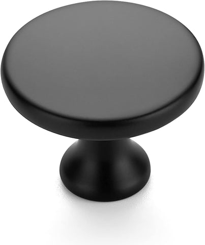 30 Pack 1-1/4 Inch Matte Black Round Kitchen Cabinet Knobs,Zinc Solid Drawer Pulls,Cabinet Handles and Bathroom, Modern