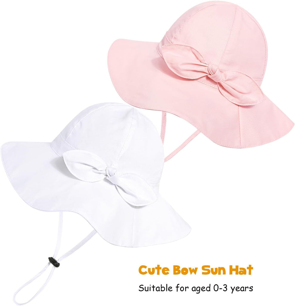 Baby Girl Sun Hat with UPF 50+ Outdoor Adjustable Beach Hat with Wide Brim Bucket Hats