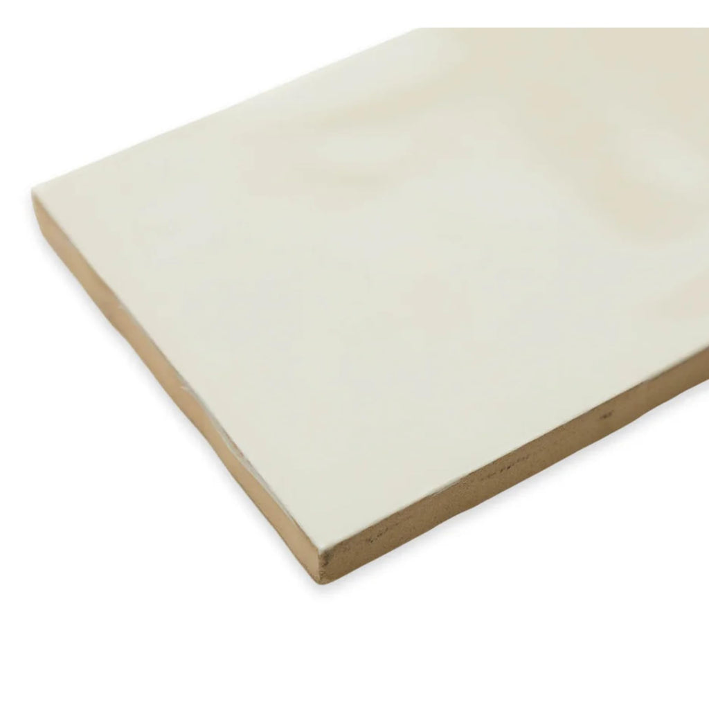 Glossy Biscuit Ceramic Subway Tile 3x12, Handmade Look Wall Tile, Rustic Artisan Zellige Style Backsplash Bathroom