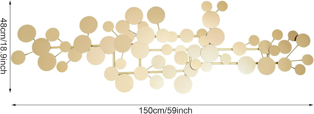 3D Wall Art Decor, Large Metal Wall Art Modern Gold Circles Wall Sculptures Luxurious Decor Geometric Wall Sculpture