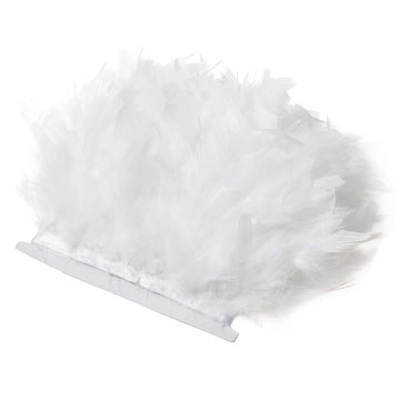 Turkey Feather Trim for DIY Craft, 4~6in Width, White - 5 Yards