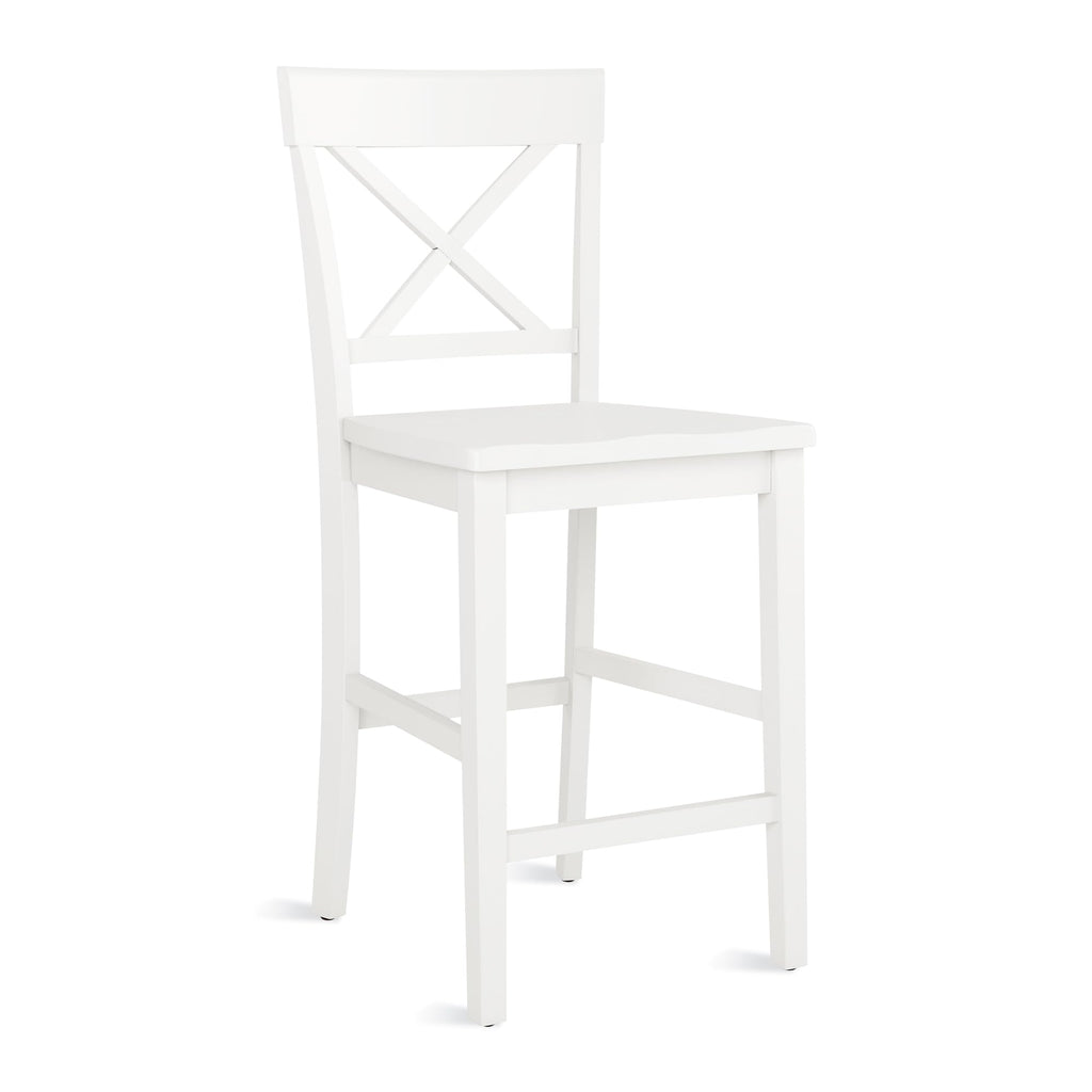 Bar Stools Set of 3, 24" Wooden Barstools with X Back, White