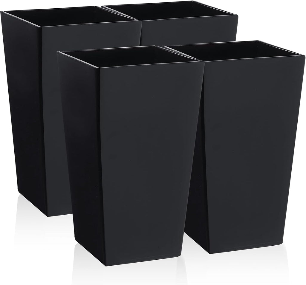 Set of 4 Tall Outdoor Planters 21 Inch Tall Tapered Square Planter with Drainage Hole Large Flower Tree Resin Flower