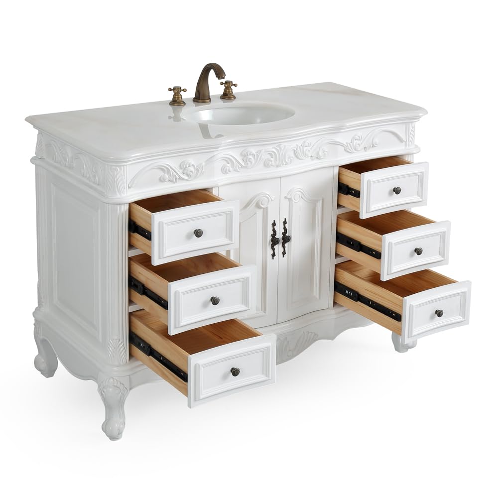 48" Traditional Style Antique White Beckham Bathroom Sink Vanity
