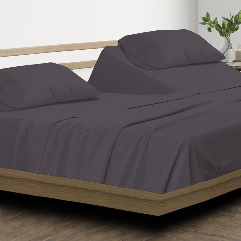 100% Microfiber 4-Piece Split Top Sheets Sets for Adjustable Bed with 18" Inch Deep Pocket Flex Head