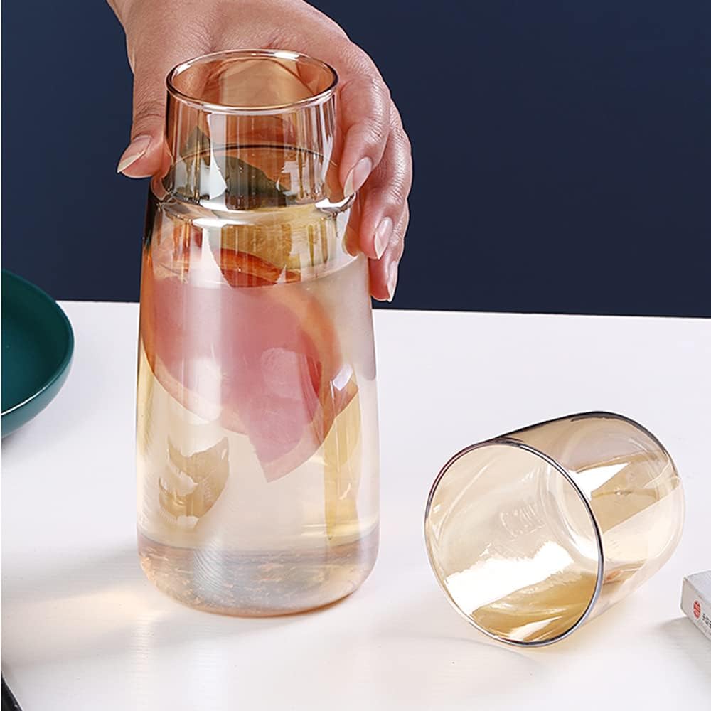 Bedside Water Carafe Set with Tumbler, Bedside Carafe and Glass Set for Nightstand Bedroom Guest Room, Water Carafes