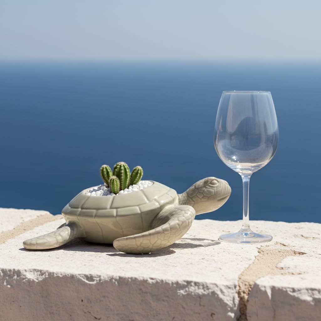 9 Inch Sea Turtle Succulent Planter, Coastal Decor