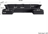 U Shape Sectional Couches for Living Room, 6-Seat Modern Comfy Couch, Convertible Sectional Sofa, Sectional Sofas with Chaise Ottomans for Living Room Bedroom Office Apartment (Black) A124-B0CNRQF7V5