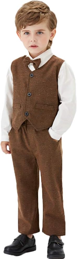 Boys Formal Suits Kids Classic Fit Dresswear Suit Vest Set Outfit