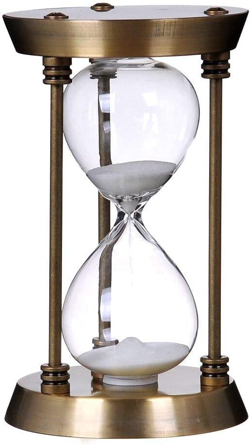 60 Minute Metal Hourglass Decorative White Sand Timer, Bronze