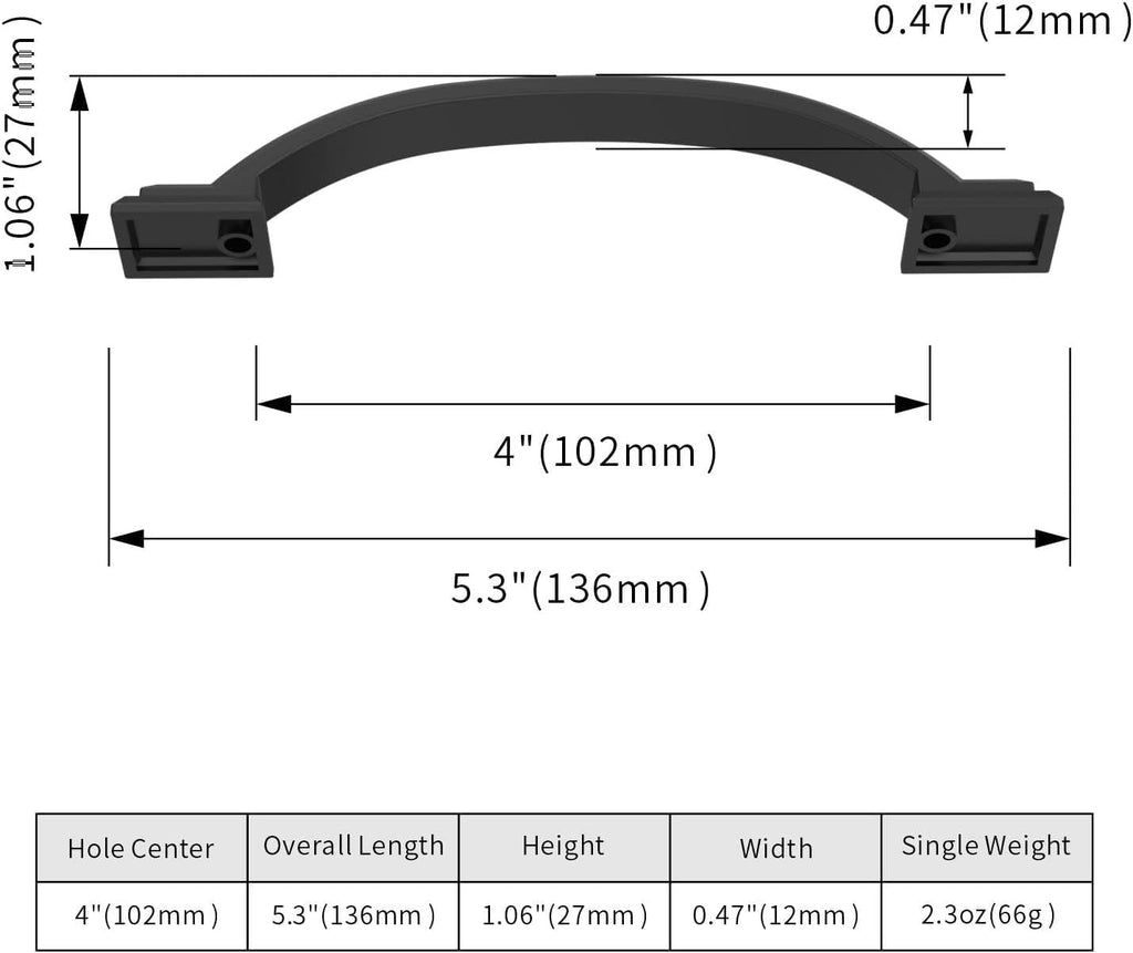 5 Pack 4 inch Cabinet Pulls Matte Black Cabinet Handles Drawer Pulls Cabinet Cupboard