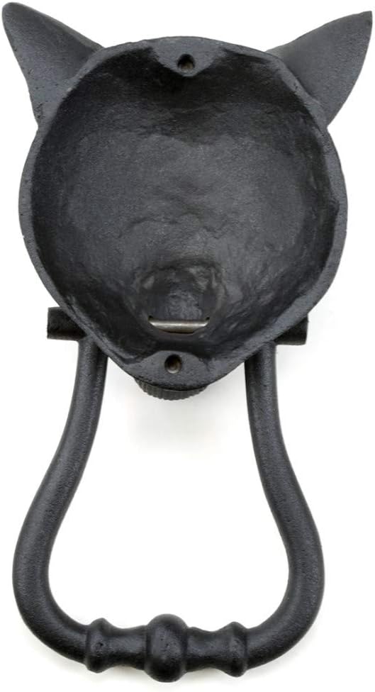 Door Knockers 8.5 in. Black Cast Iron Fox Head Shaped Door Knocker with Mounting Hardware