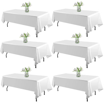 6 Pack White Table Cloth Rectangle 60X84 Inch Tablecloth Fit 4FT