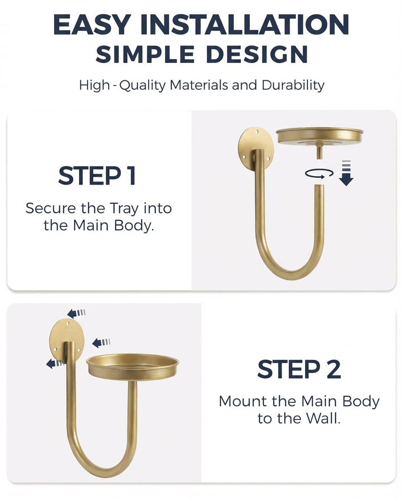 Wall Plant Holder for Hanging Planters, Gold, 3pcs