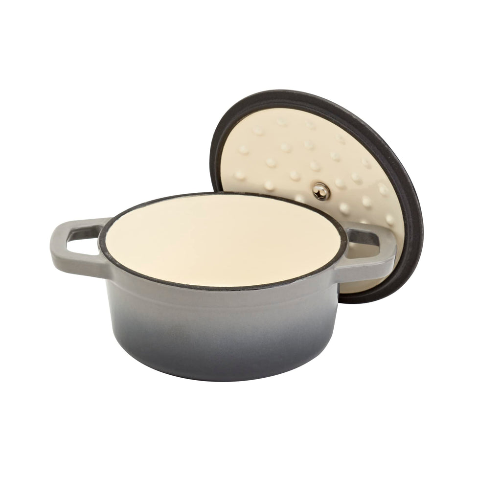 & Clark 1-Quart Enameled Cast Iron Dutch Oven Pot with Lid, Gray